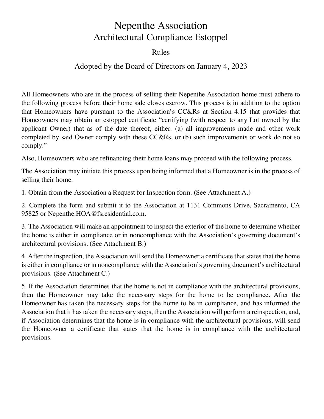 Estoppel Policy