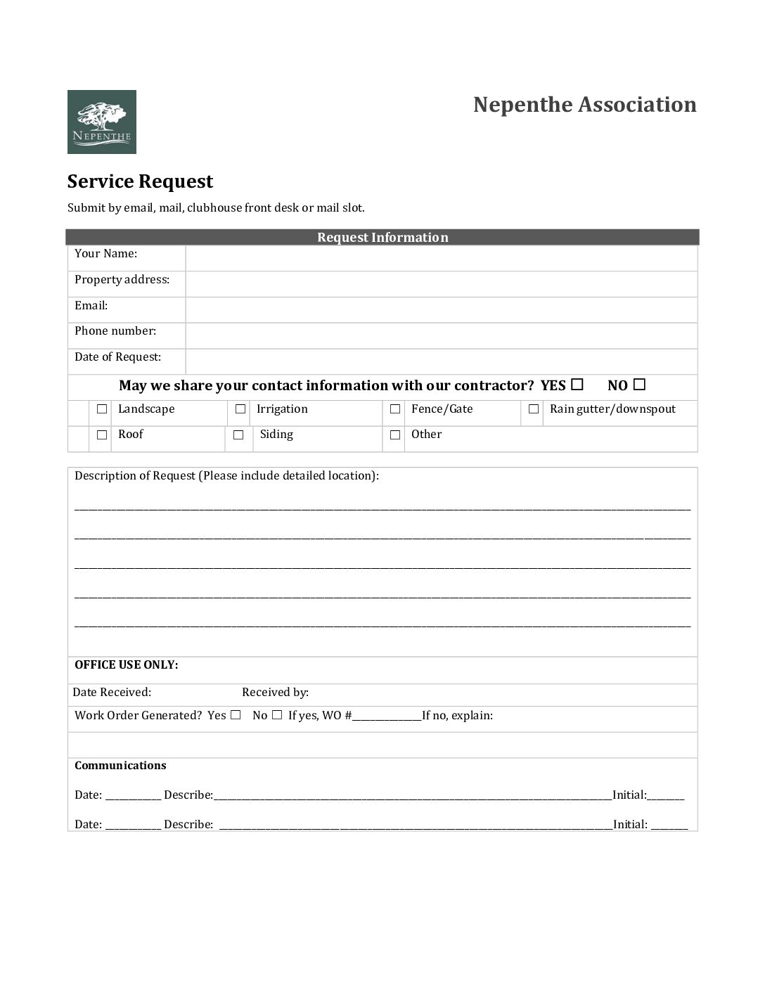 Service Request Form