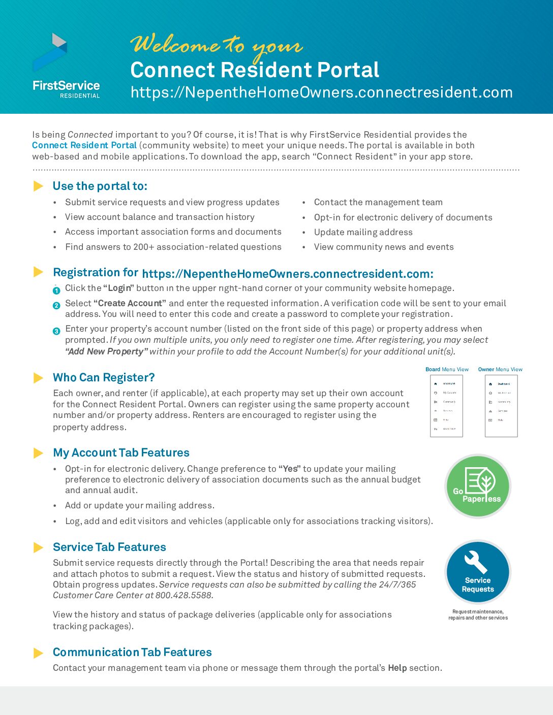 Connect Resident Portal – Information