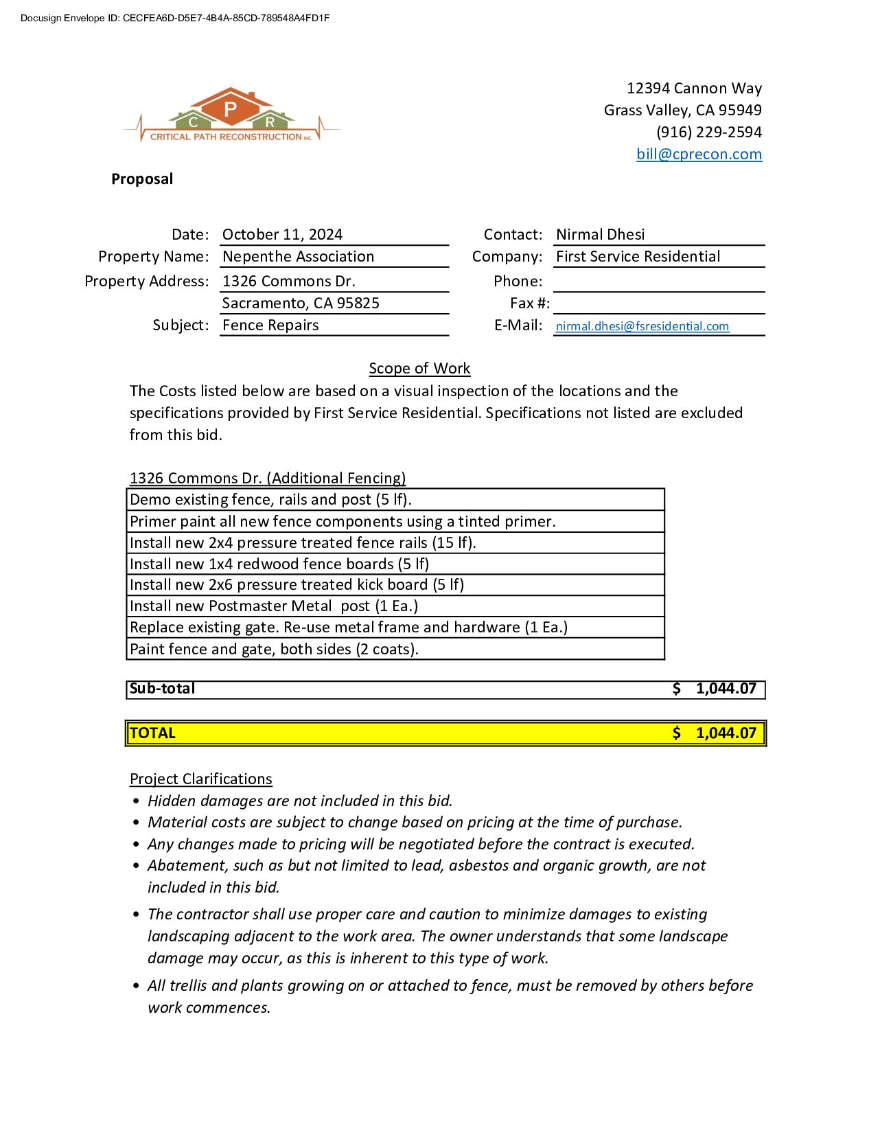 CPR – Fencing – 1326 Commons
