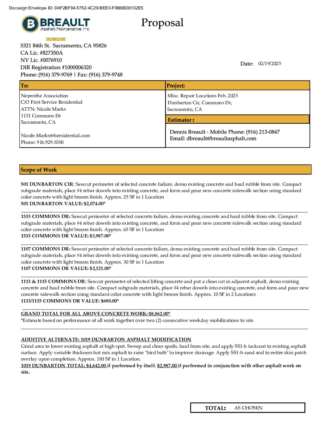 Breault – Concrete Trip Hazard Repairs – Multiple Locations