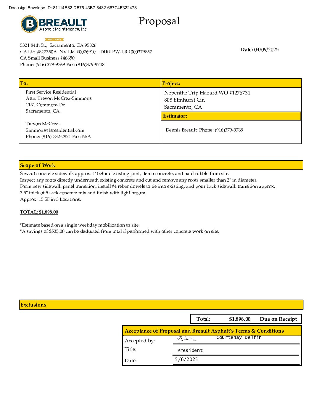 Breault – Concrete Repairs – 808 Elmhurst