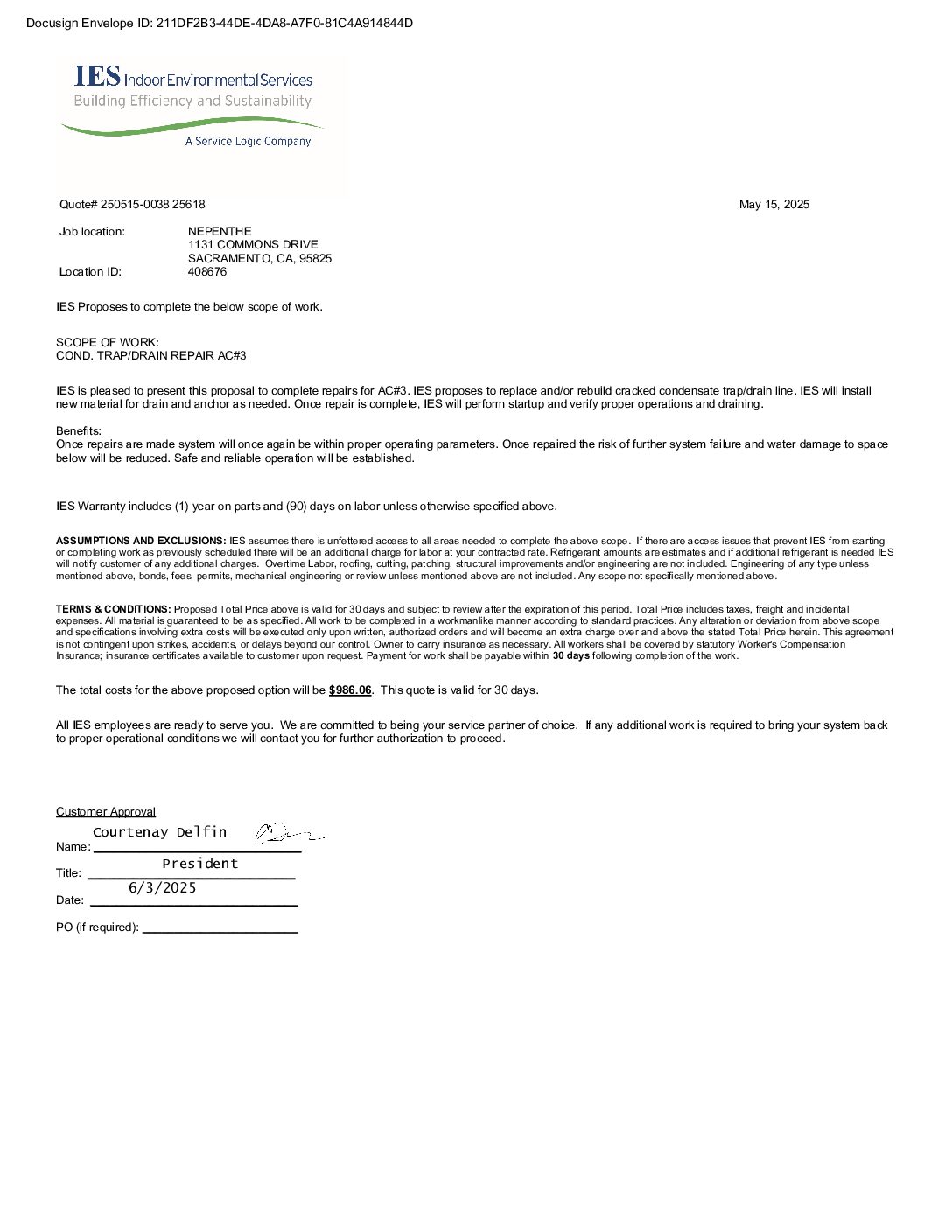 Indoor Environmental – Clubhouse HVAC #3 Repairs