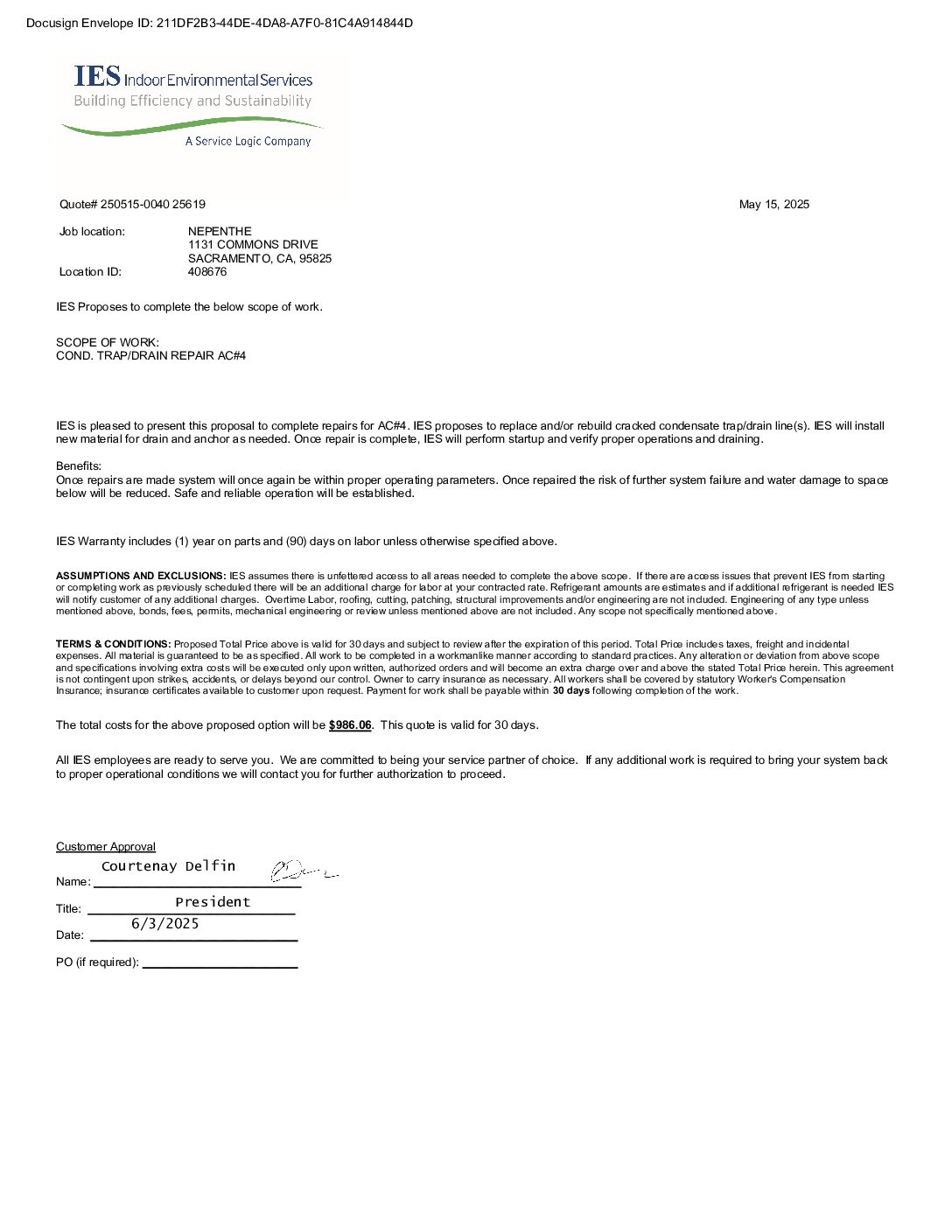 Indoor Environmental – Clubhouse HVAC #4 Repairs