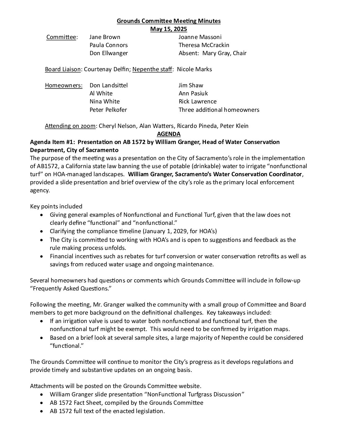 Grounds Committee Minutes – May 2025