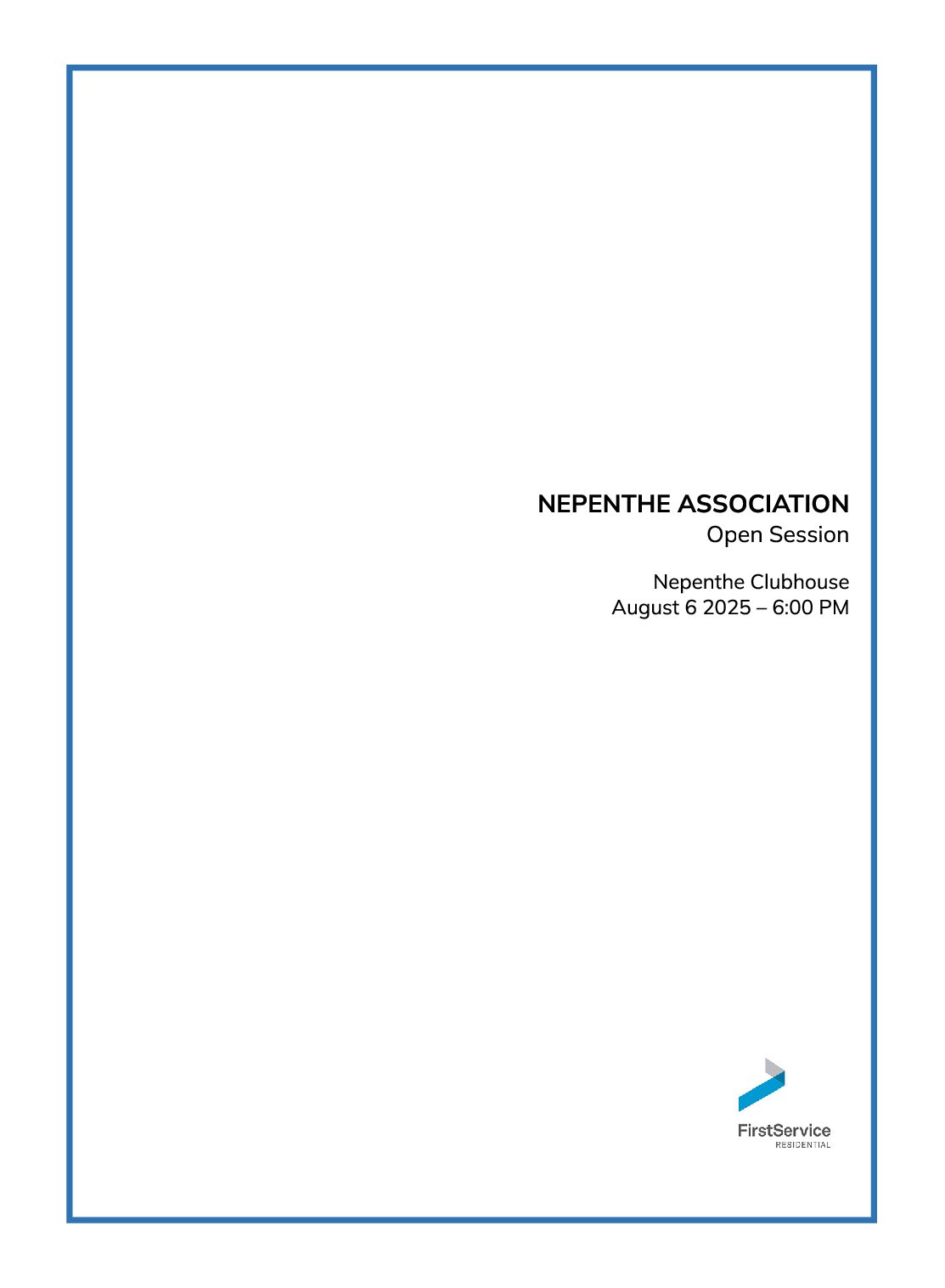 Open Session Meeting Packet – August 2025