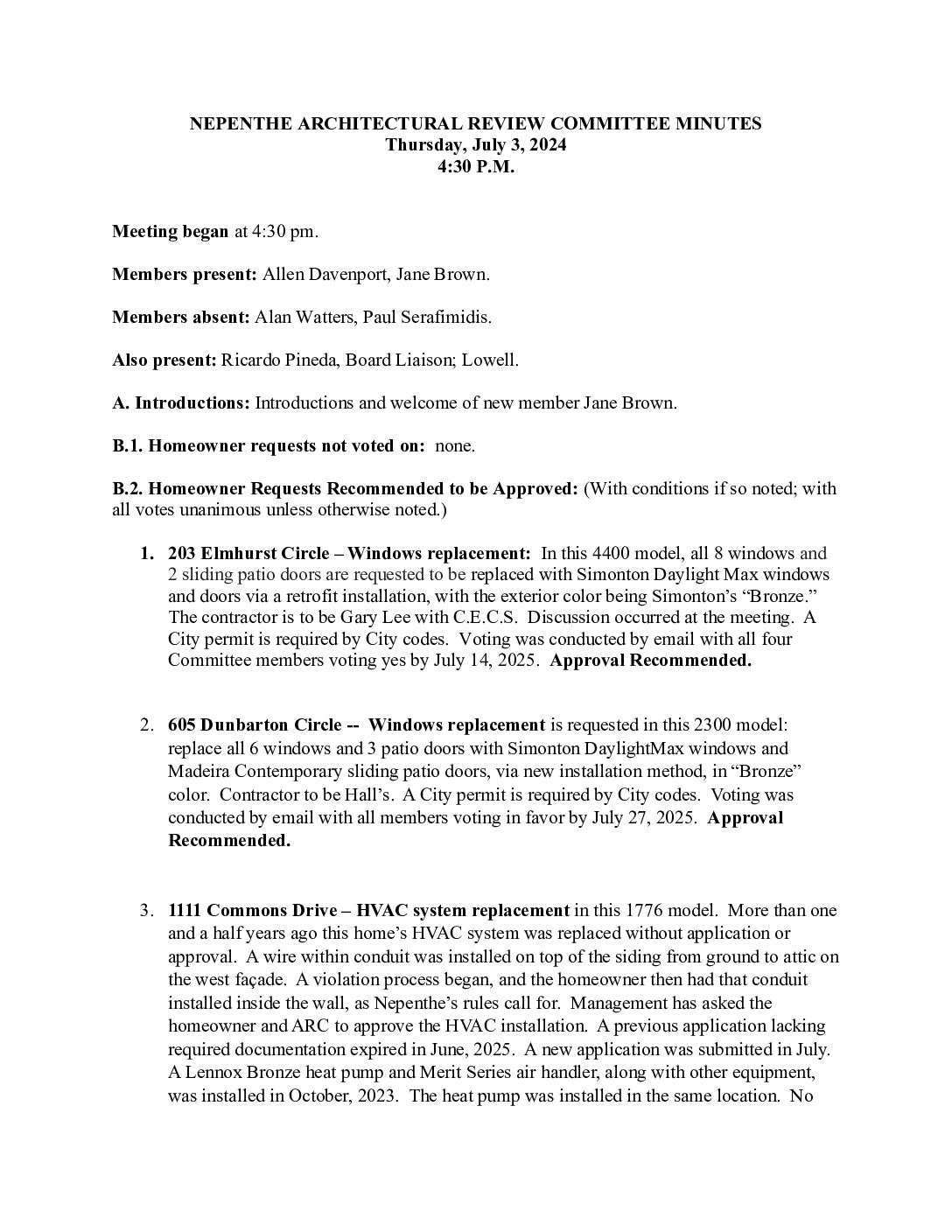 Architecture Committee Minutes – July 2025