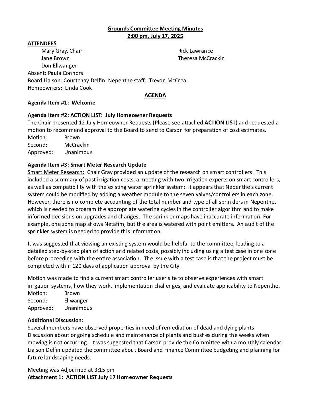 Grounds Committee Minutes – July 2025