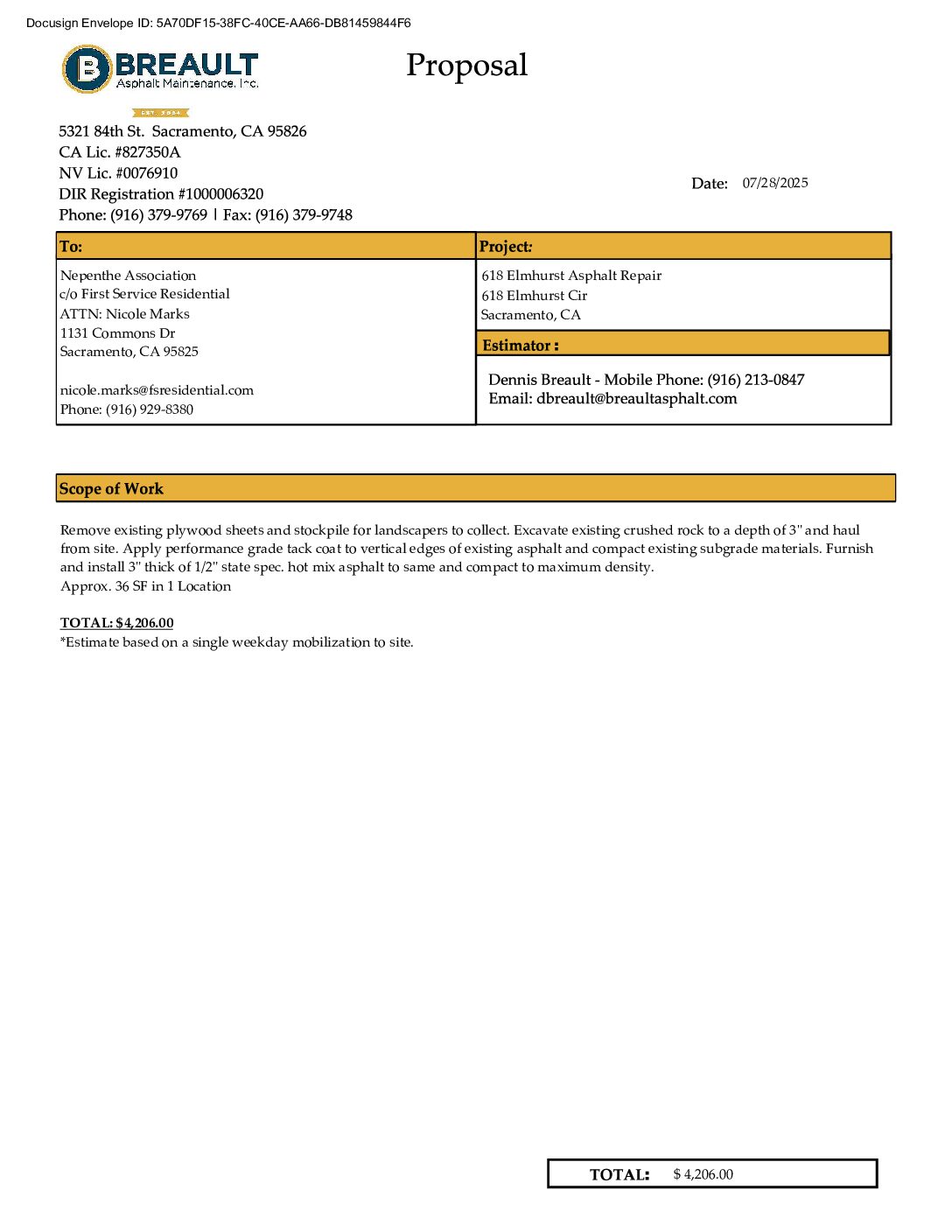 Breault – Asphalt Repairs – 618 Elmhurst