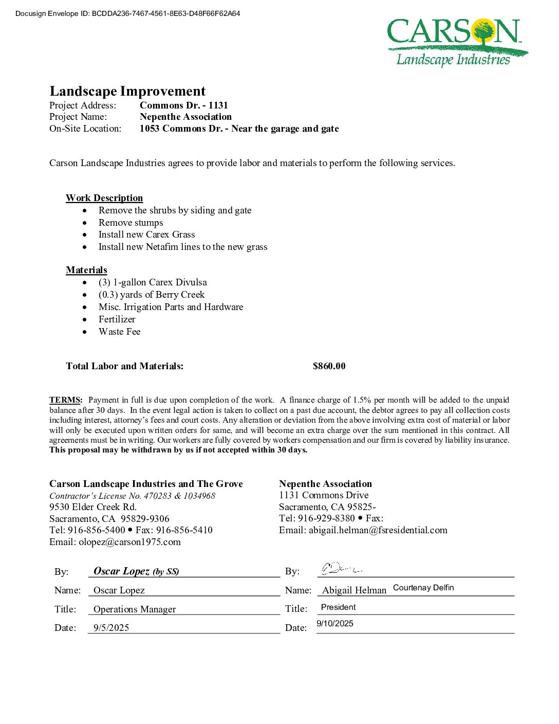Carson Landscape – Landscape Renovation – 1053 Commons