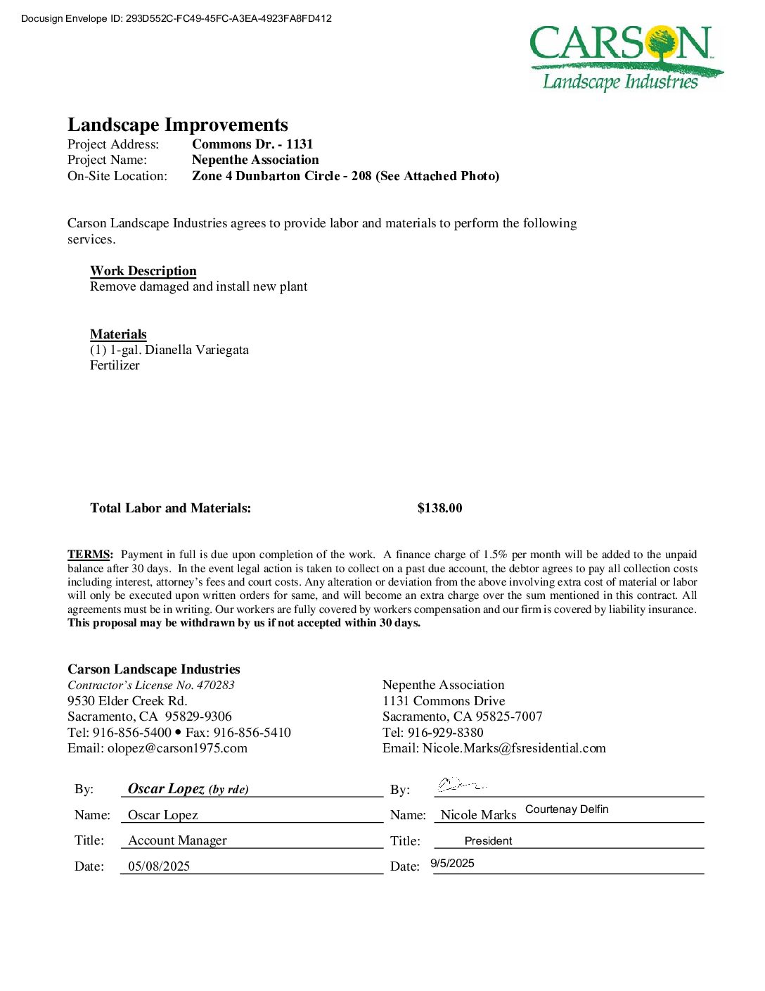 Carson Landscape – Landscape Renovation – Zone 4 – 208